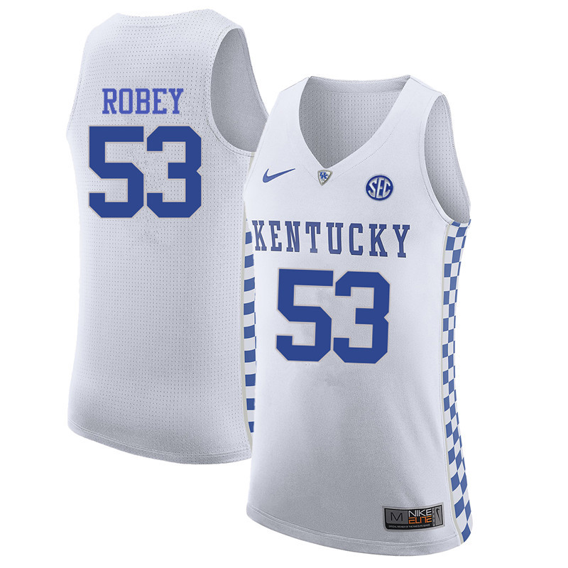 Men Kentucky Wildcats #53 Rick Robey College Basketball Jerseys-White